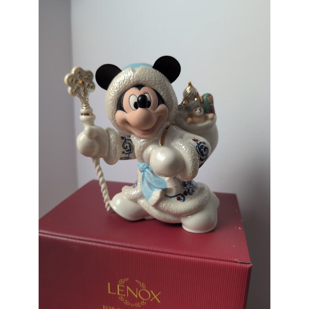 Disney/Lenox‎ Mickey As Grandfather Frost Santa Figurine In Original Box
